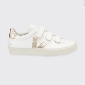 Well-Loved Veja Recife Triple-Grip Bicolor Sneakers in White and Gold Size 40